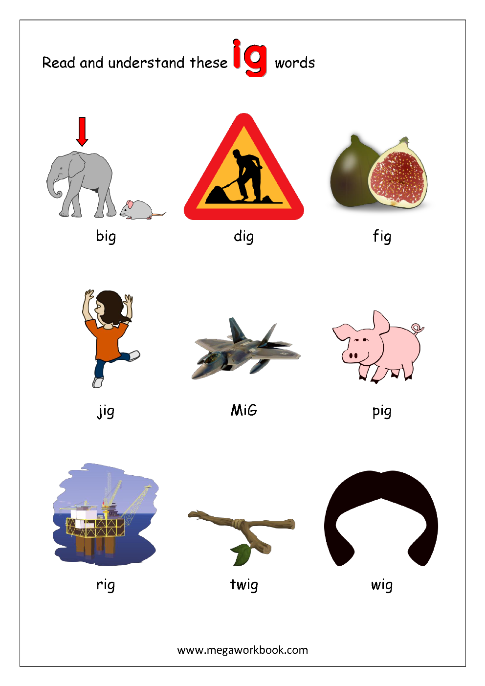 Free English Worksheets - My First Words (Reading Rhyming Words ...