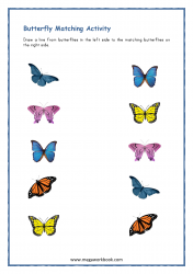 Letter_B_Activity_Printable_Worksheet_Preschoolers_Picture_Matching_Match_Butterflies