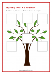 Letter F Cut And Paste Craft Activity Worksheet - Family Tree