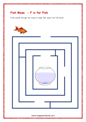 Letter F Maze Activity Worksheet For Preschool - F for Fish Maze