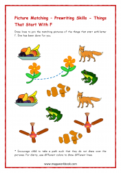 Letter F Worksheet - Picture Matching Activity For Preschool