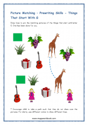 Letter_G_Worksheet_Activity_Printable_Preschool_Picture_Matching_Match_Things_Starting_With_Letter_G