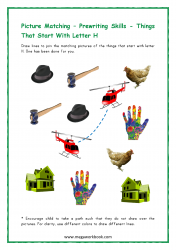 Letter_H_Worksheet_Picture_Matching_Activity_Printable_For_Preschool_Things_Starting_With_H