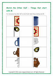 Letter_M_Worksheet_Cut_And_Paste_Match_Half_Things_Starting_With_M_Activity_Printable_For_Preschool_Mat_Mask_Mug_Monkey_Mouse