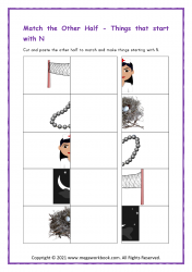 Letter_N_Worksheet_Cut_And_Paste_Match_Half_Things_Starting_With_N_Activity_Printable_For_Preschool_N_For_Net_Necklace_Night_Nest_Nurse