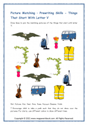 Letter_V_Activities_Preschool_Picture_Matching_Worksheet_Printable_Things_Starting_With_V