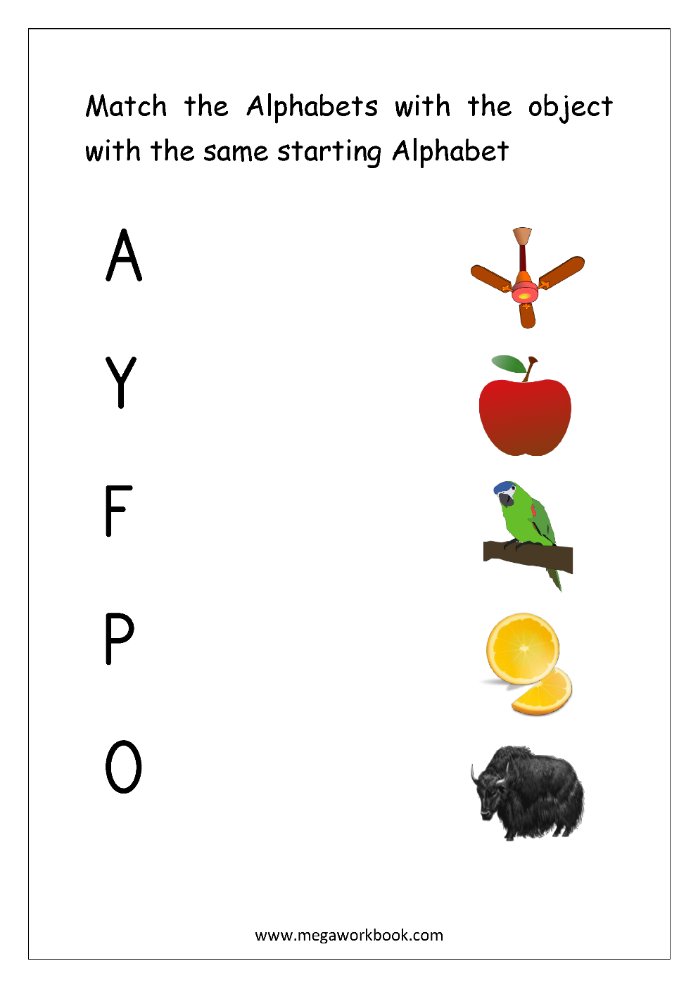 Matching letters with pictures worksheets