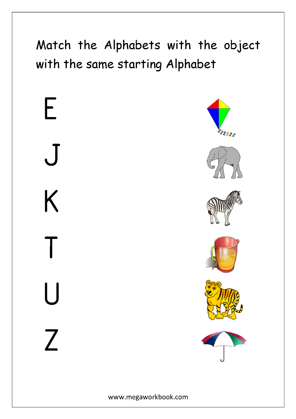 Letter Matching Worksheets - Alphabet Matching Worksheets - Alphabet  Matching Printables - Match Uppercase And Lowercase Letters - MegaWorkbook