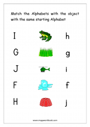 Worksheet - Match Object With The Starting Alphabet (Small/Capital Letters)