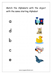 Worksheet - Match Object With The Starting Alphabet (Small Letters)