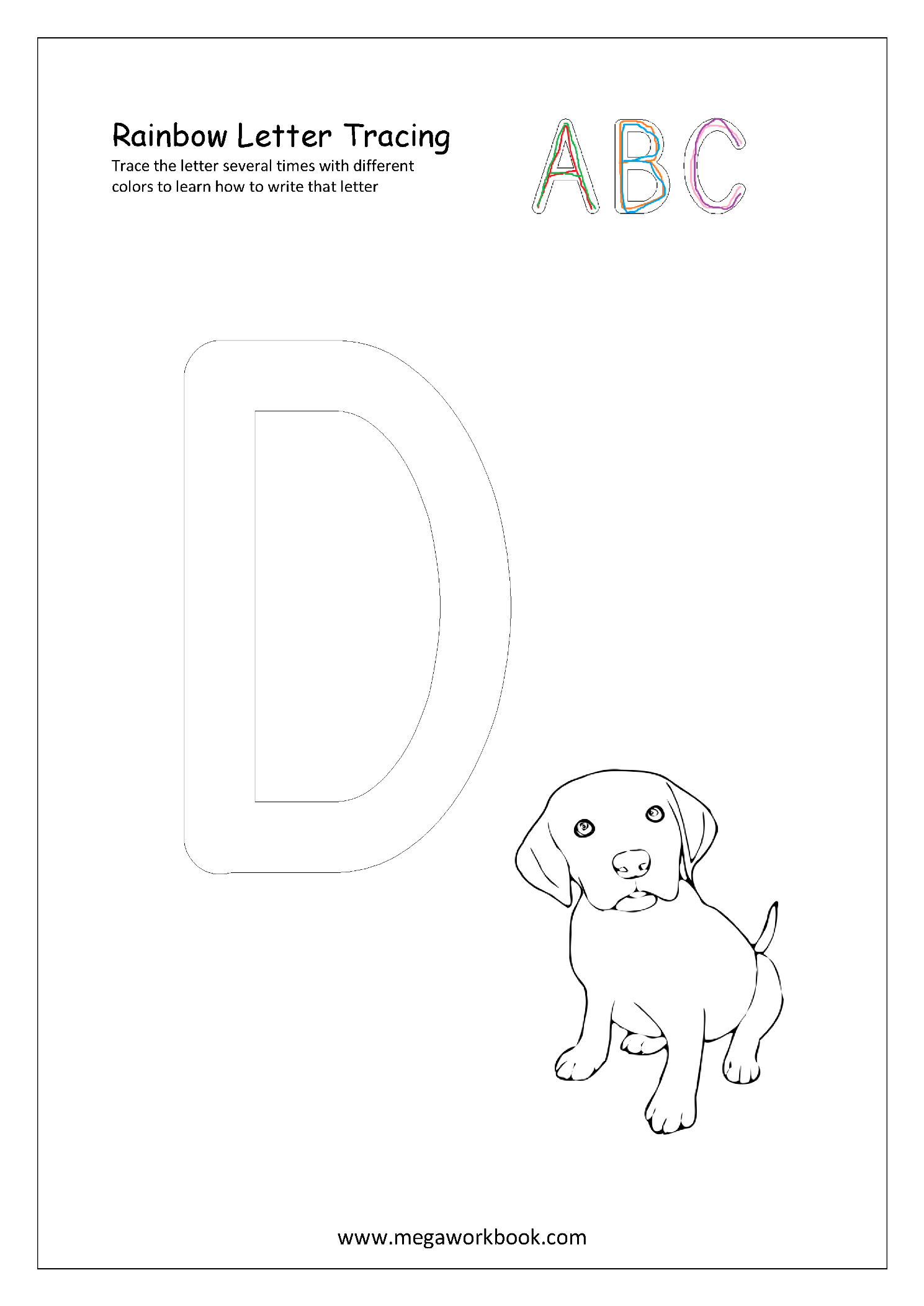 Free Printable Rainbow Writing Worksheets - Rainbow Letter Tracing