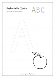Rainbow Writing Worksheet - Alphabet/Letter Tracing - Capital A