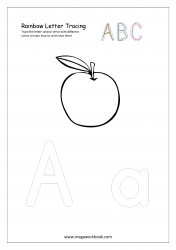 Rainbow Writing Worksheet - Letter Tracing - Capital and Small Alphabet A