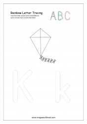 Rainbow Writing Worksheet - Letter Tracing - Capital and Small Alphabet K