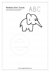 Rainbow Writing Worksheet - Alphabet/Letter Tracing - Small e
