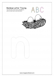 Rainbow Writing Worksheet - Alphabet/Letter Tracing - Small n