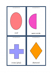 Shapes Flashcards - Preschool Shapes - Kindergarten Shapes - Oval, Semicircle, Plus, Diamond