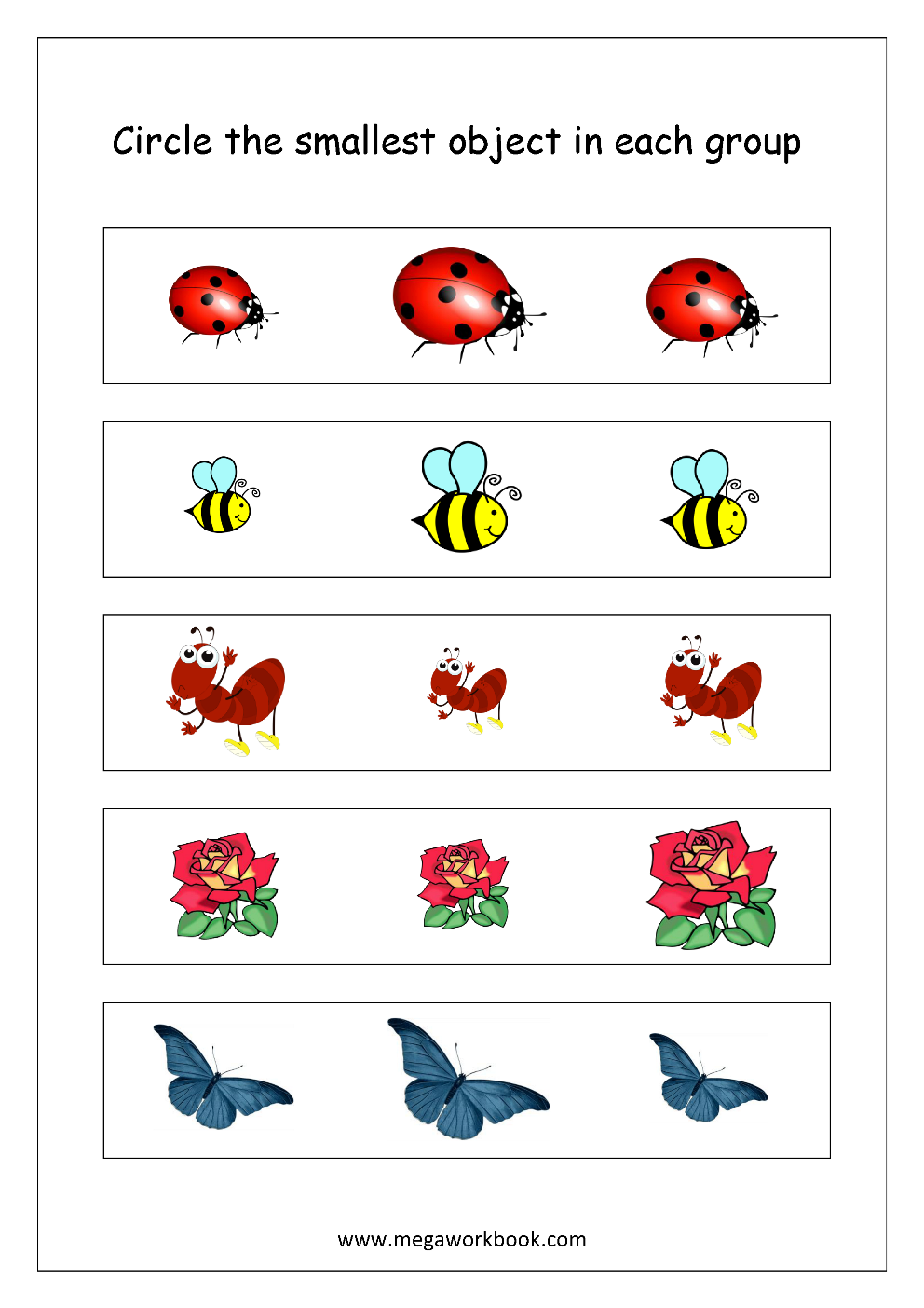 Free Printable Big and Small Worksheets - Size Comparison - Logical
