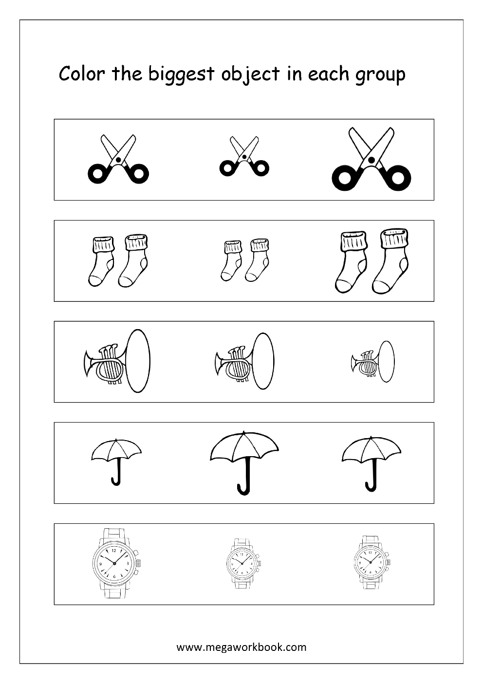 free printable big and small worksheets size comparison logical reasoning aptitude worksheets for kindergarten preschool megaworkbook