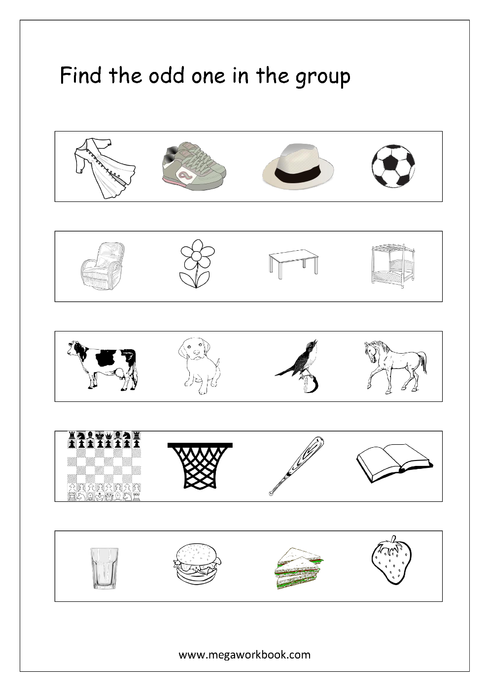 Free Printable Odd One Out Worksheets Logical Thinking