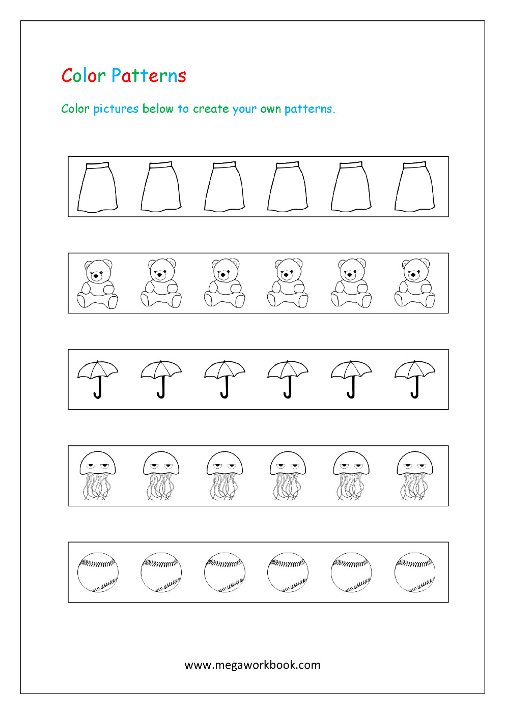 pattern worksheets for kindergarten color patterns growing patterns decreasing patterns repeating patterns worksheets ab aab abc patterns free printables preschool kindergarten megaworkbook