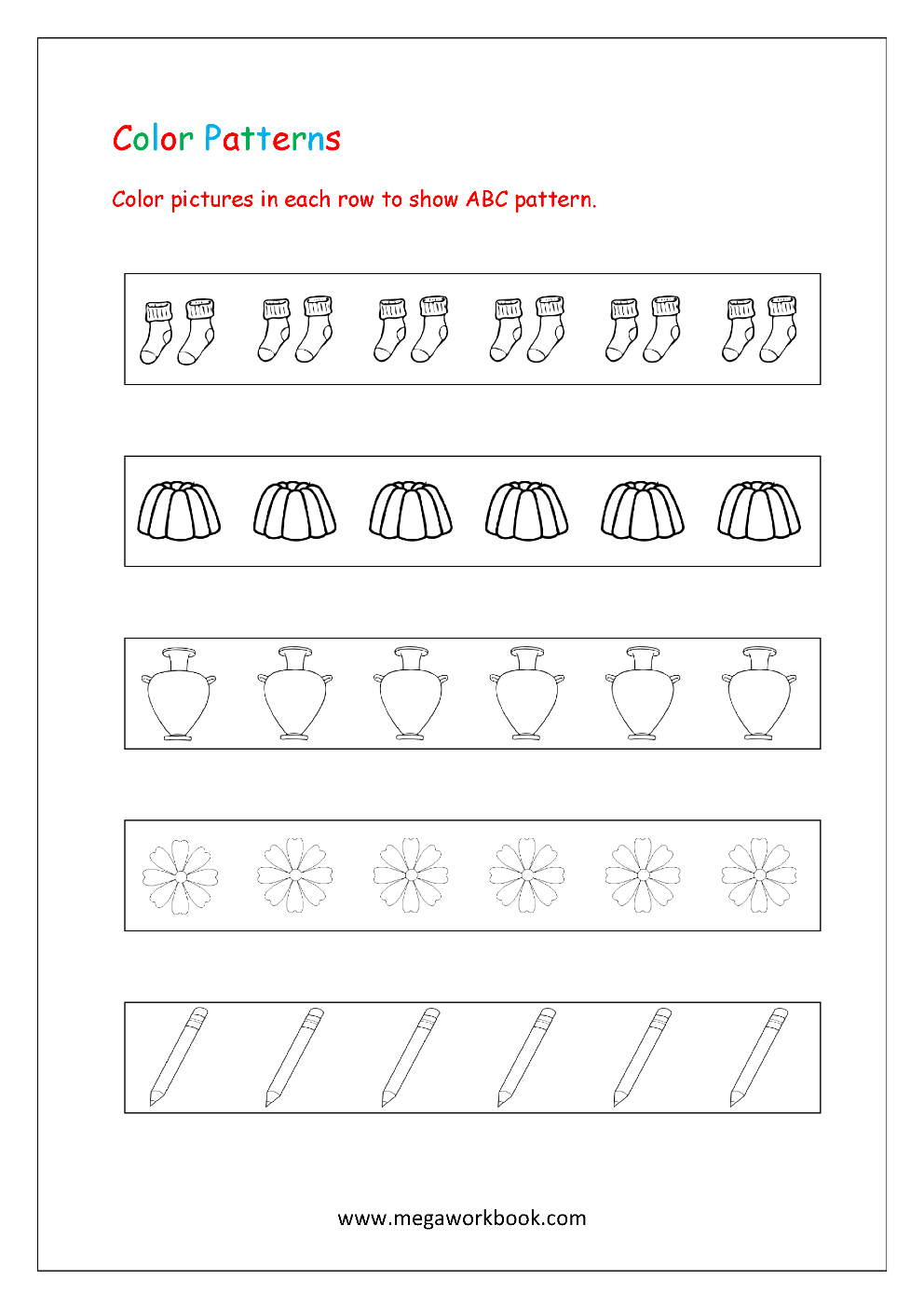 Patterns For Preschool - Patterns For Kindergarten - Pattern Worksheets