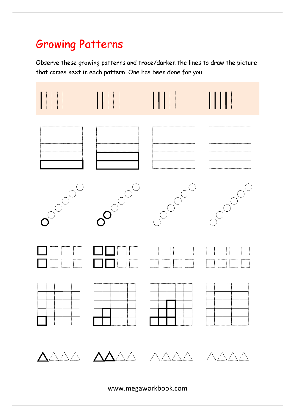 Growing Patterns Worksheets