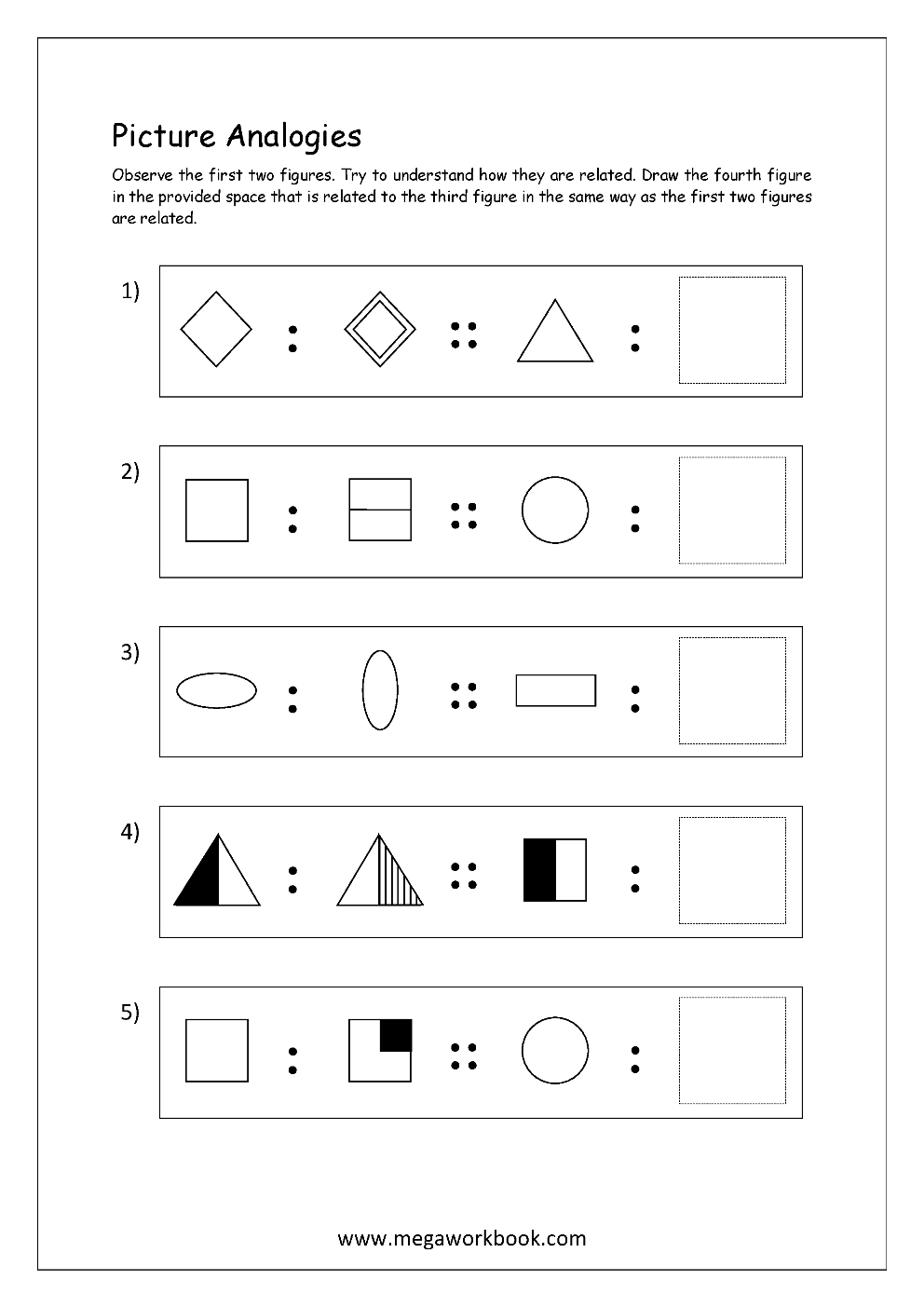 Free Printable Picture Analogy Worksheets Logical Reasoning