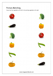 Picture Matching Worksheet - Vegetable Themed