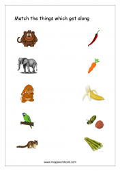Things That Go Together Worksheet (Animals and their favourite food) - Free Printable Worksheet