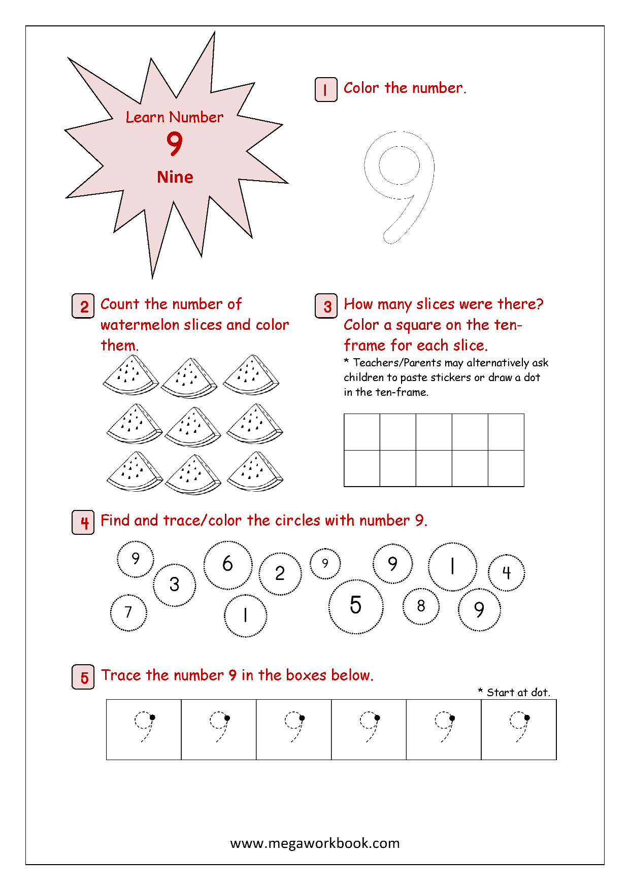 Free Printable Number Recognition (1 to 10) Activity Sheets, Number