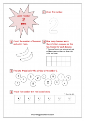 Activity Sheet - Number Recognition 1 to 10 - Number 2 (Two)