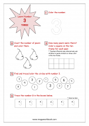 Activity Sheet - Number Recognition 1 to 10 - Number 3 (Three)