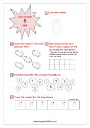 Activity Sheet - Number Recognition 1 to 10 - Number 5 (Five)