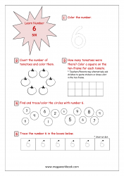 Activity Sheet - Number Recognition 1 to 10 - Number 6 (Six)