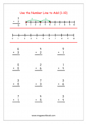 Addition On Number Line 7 - Addition For Kindergarten - Free Single-digit Kindergarten Addition Worksheets