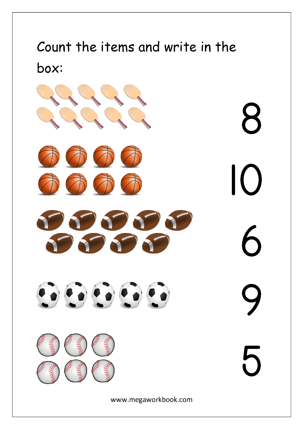 free printable number matching worksheets for kindergarten and preschool count and match 1 10 megaworkbook