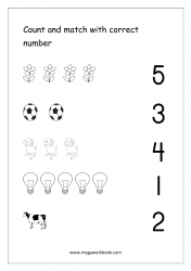 Math Counting And Number Matching Worksheet - Count And Match The Numbers (1-5)