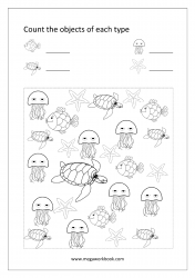 Math Number Counting Worksheet - Count The Objects Of Different Types (1-10)