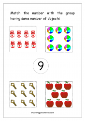 Number Matching Worksheet For Number 9 - Count And Match