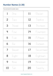 Write Number In Words (1-20) - Number Names Worksheet 4