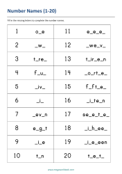 Fill Missing Letters To Complete Number Words - Number Names Worksheet 10