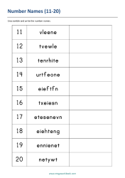 Uncramble And Write Number Name (11-20) - Number Names Worksheet 13