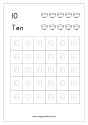 Tracing Numbers - Number Tracing Worksheets - Tracing Numbers 1-10 - Number Ten (10)
