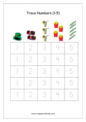 Tracing Numbers - Number Tracing Worksheets - Tracing Numbers 1-10 - Numbers 1 to 5