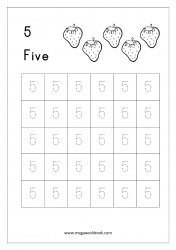 Tracing Numbers - Number Tracing Worksheets - Tracing Numbers 1-10 - Number Five (5)