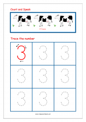 Tracing Number 3 - Number Tracing Worksheets