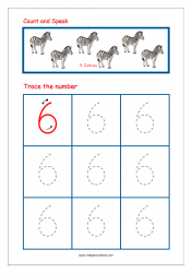 Number Tracing Worksheet - Tracing Numbers (1-10) - Tracing Number 6