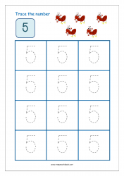 Number Tracing Worksheet - Tracing Numbers (1-10) - Tracing Number 5