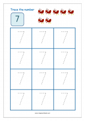 Number Tracing Worksheet - Tracing Numbers (1-10) - Tracing Number 7